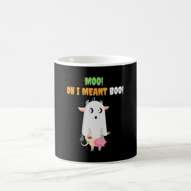 Moo! Åh, jag Meant Boo! - Funny Holloween Kaffemugg (Center)