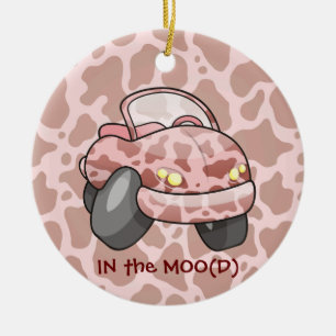 Moo Car Ceramic Ornament