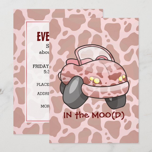 Moo Car Inbjudningar (Fram/baksida)