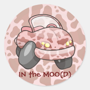 Moo Car Runt Klistermärke