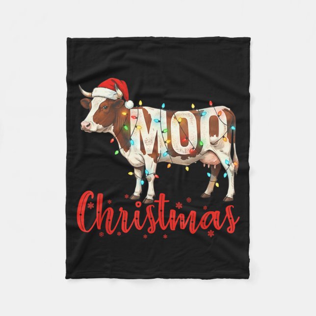 Moo Christmas Funny Cow Lovers Cattle Famer Farmin Fleecefilt (Framsidan)