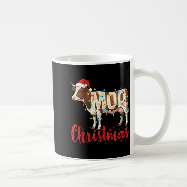 Moo Christmas Funny Cow Lovers Cattle Famer Farmin Kaffemugg (Höger)