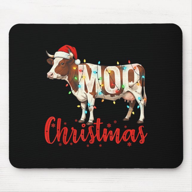 Moo Christmas Funny Cow Lovers Cattle Famer Farmin Musmatta (Framsidan)