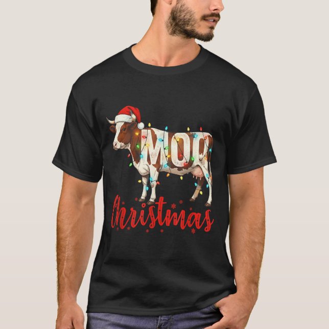 Moo Christmas Funny Cow Lovers Cattle Famer Farmin T Shirt (Framsida)