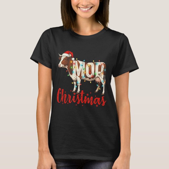 Moo Christmas Funny Cow Lovers Cattle Famer Farmin T Shirt (Framsida)