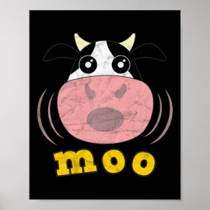 Moo Cow Funny Boskap Farmer Calf Heifer Mjölk Poster