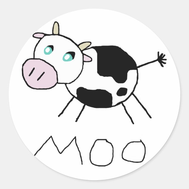 Moo Cow Runt Klistermärke (Framsida)