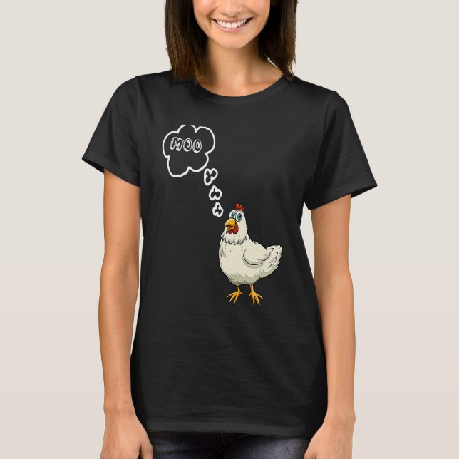MOO  CowChicken Family  Farm Animal Apparel T Shirt (Framsida)