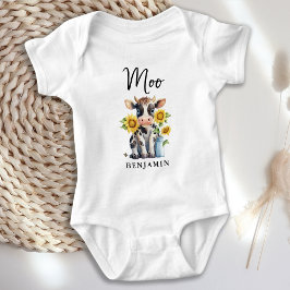 Moo Cute Cow Sunblommor Personlig Farm Animal T Shirt