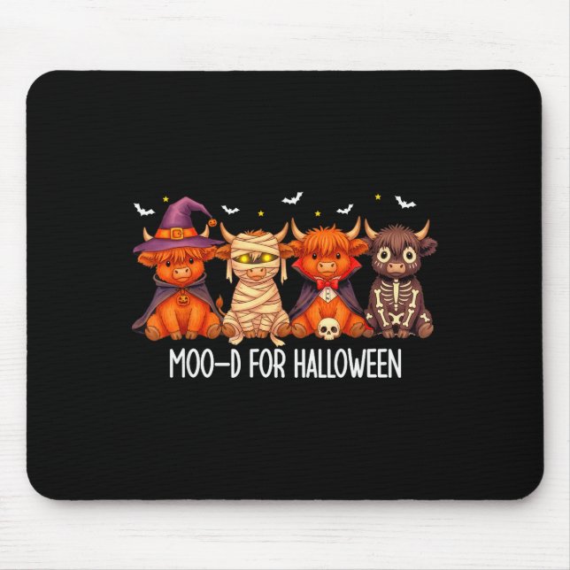 Moo-d For Halloween Boo Ghost Highland Cow Hallowe Musmatta (Framsidan)