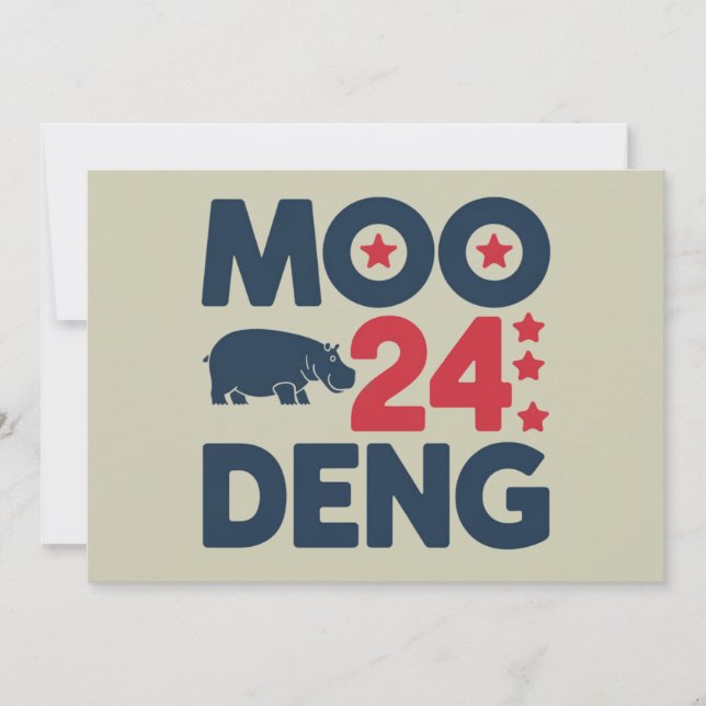 Moo Deng 2024 Moo Deng Moo Deng Cute Baby Hippo Inbjudningar (Framsida)