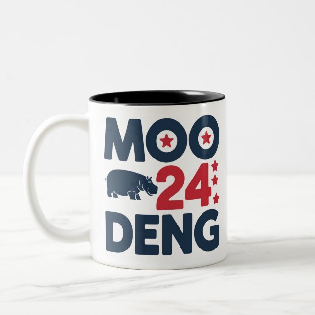Moo Deng 2024 Moo Deng Moo Deng Söt Bebis Flodhäst Två-Tonad Mugg (Vänster)
