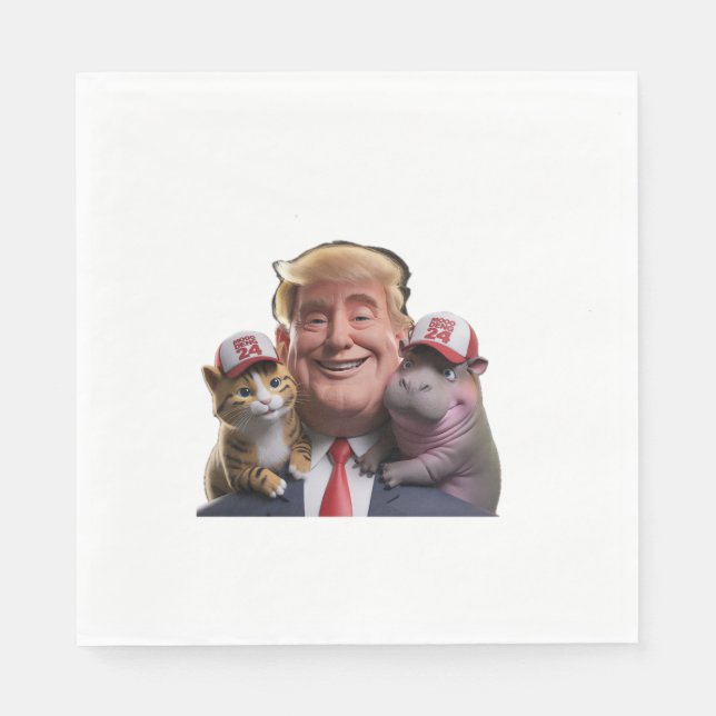 Moo Deng 24 Trump's Vild Ride med Cat och Hippo! Pappersservett (Framsidan)