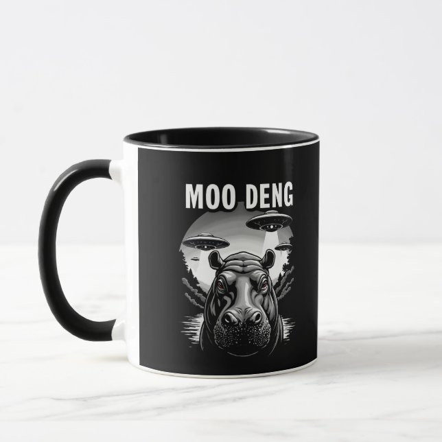Moo Deng Baby Pygmy Hippo UFO-Utomjordingar Mugg (Vänster)