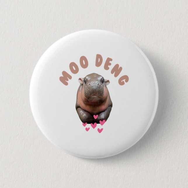 MOO-DENG BERÖMD BABY PIGMY HIPPO MOODENG T-Shi Knapp (Framsida)