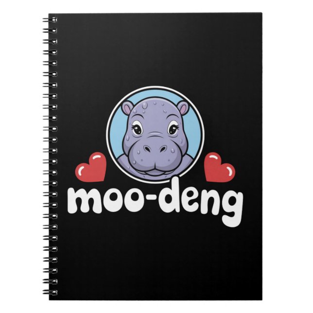 Moo Deng Bouncy Gris i Thai Bild Baby Hippo Anteckningsbok (Framsidan)