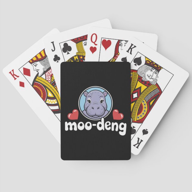 Moo Deng Bouncy Gris i Thai Bild Baby Hippo Casinokort (Baksidan)
