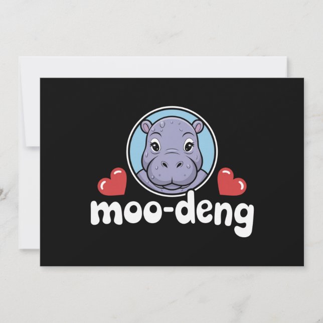 Moo Deng Bouncy Gris i Thai Bild Baby Hippo Inbjudningar (Framsida)