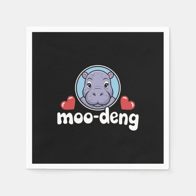 Moo Deng Bouncy Gris i Thai Bild Baby Hippo Pappersservett (Framsidan)