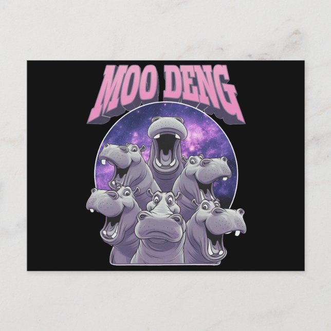 MOO-DENG DEN BERÖMDA BABYPYGMÉFLODHÄSTEN MOODENG VYKORT (Framsida)