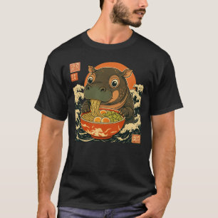 Moo Deng flodhäst äter ramen på japanskt vis T Shirt