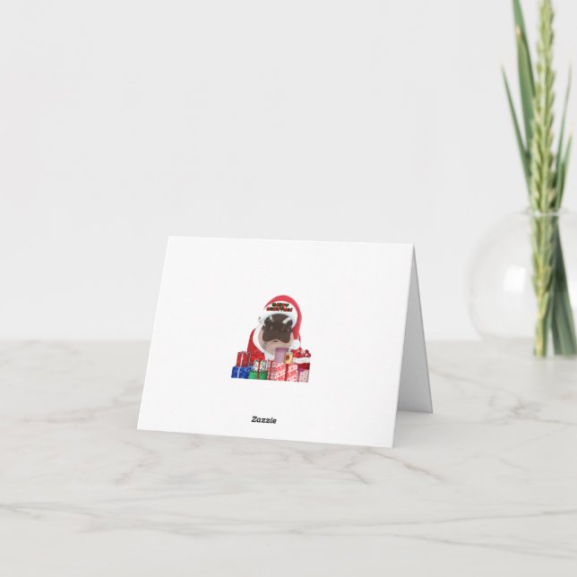 Moo Deng Flodhäst för God Jul  Tack Kort (Baksida)