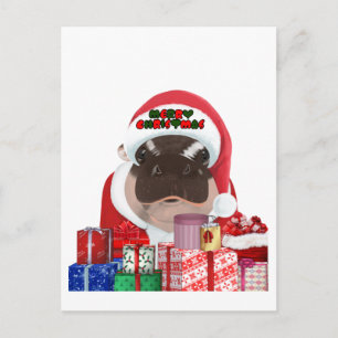 Moo Deng Flodhäst Jul Vykort