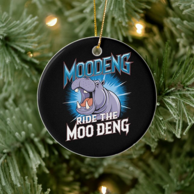 MOO DENG Flodhäst Ritt MOO DENG Julgransprydnad Keramik (Träd)
