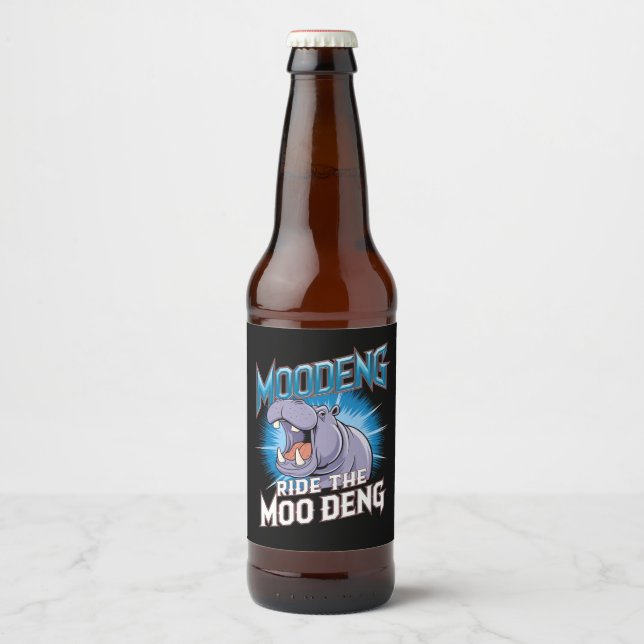 MOO DENG Flodhäst Ritt MOO DENG Ölflaska Etikett (Framsida)