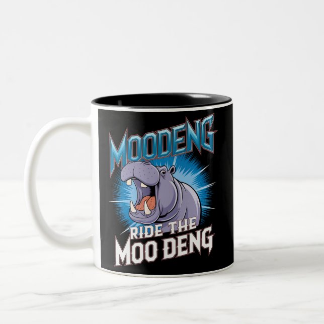 MOO DENG Flodhäst Ritt MOO DENG Två-Tonad Mugg (Vänster)