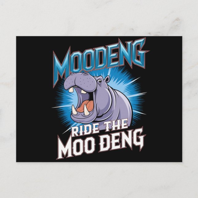 MOO DENG Flodhäst Ritt MOO DENG Vykort (Framsida)
