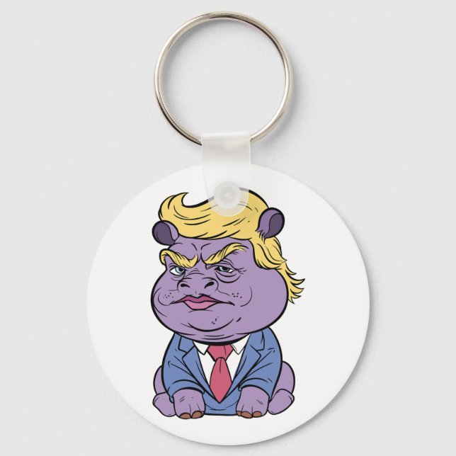 Moo Deng for Trump Keychains, Donald Trump 2024 Nyckelring (Framsida)