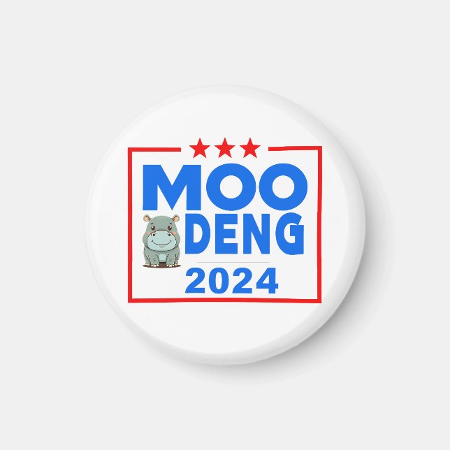 Moo Deng Funny Val 2024 Cute Hippo Magnet (Framsidan)