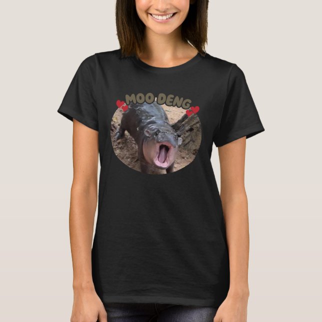 Moo Deng Glad Flodhäst Meme T Shirt (Framsida)