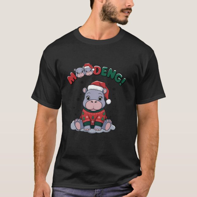 Moo Deng Hippo Baby Pigmy Chrismats Ugly Sweater Z T Shirt (Framsida)