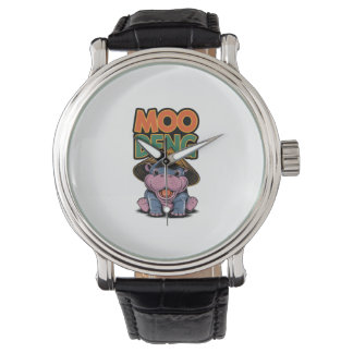 Moo-Deng Hippo moo deng Baby hippo Långärmad T-S Armbandsur