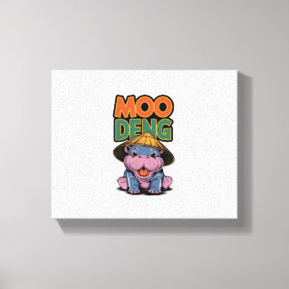 Moo-Deng Hippo moo deng Baby hippo Långärmad T-S Canvastryck