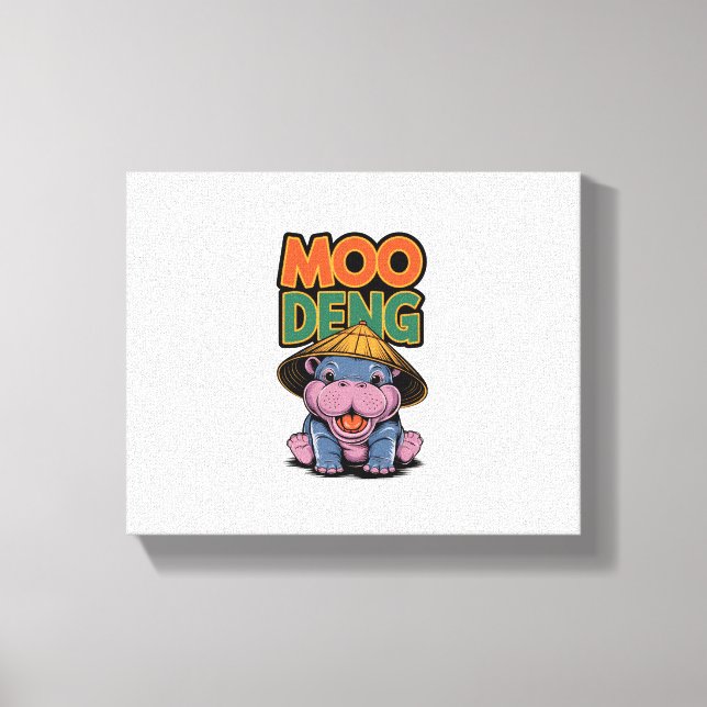 Moo-Deng Hippo moo deng Baby hippo Långärmad T-S Canvastryck (Framsida)