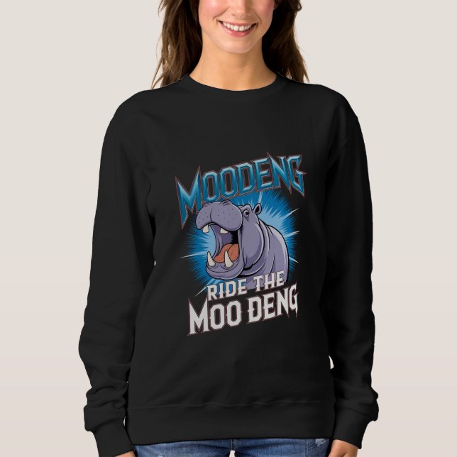 MOO DENG Hippo Ride Ride MOO DENG T Shirt (Framsida)