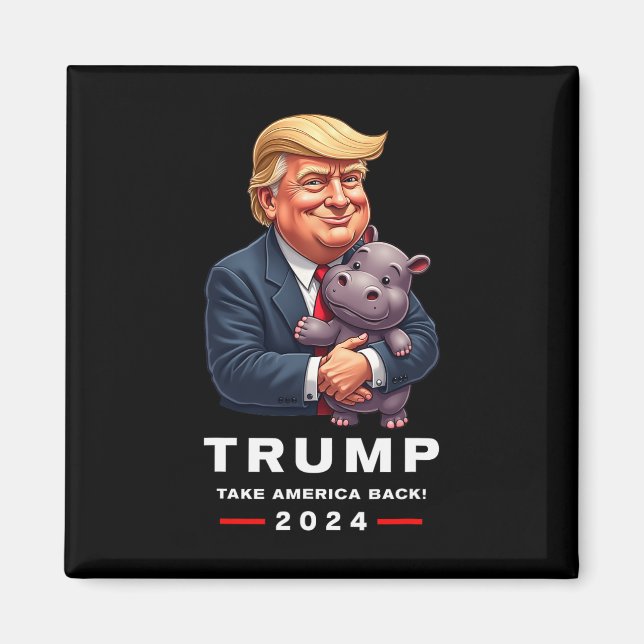 Moo Deng Hippopotamus Support Donald Trump 2024 Fu Magnet (Framsidan)