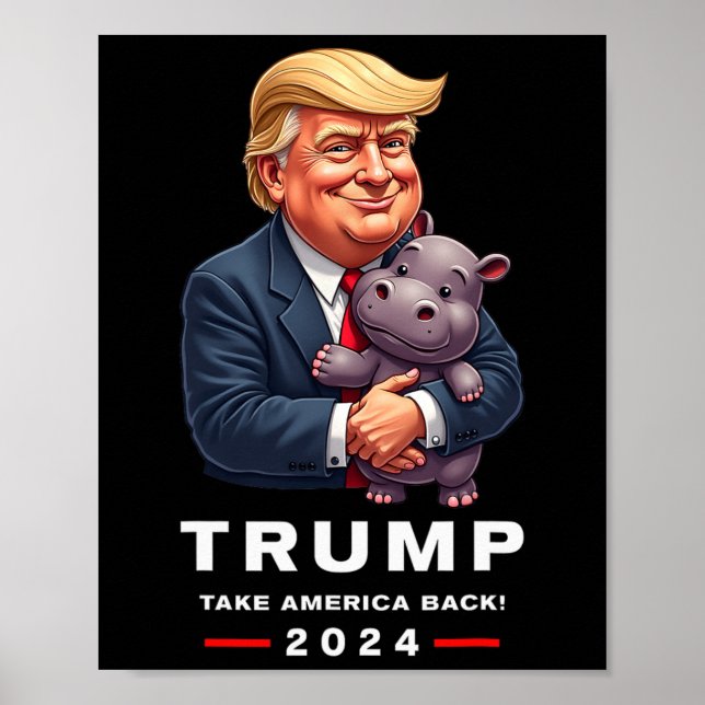 Moo Deng Hippopotamus Support Donald Trump 2024 Fu Poster (Framsidan)
