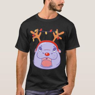 Moo Deng Reindeer jul Julafton Cute Zoo Safari S T Shirt