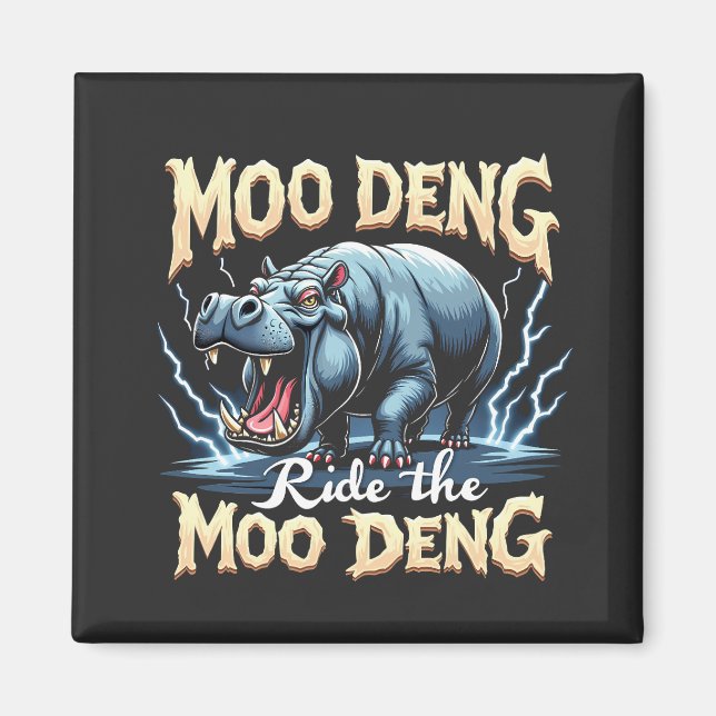 Moo Deng ride Moo Deng Funny Hippo Magnet (Framsidan)