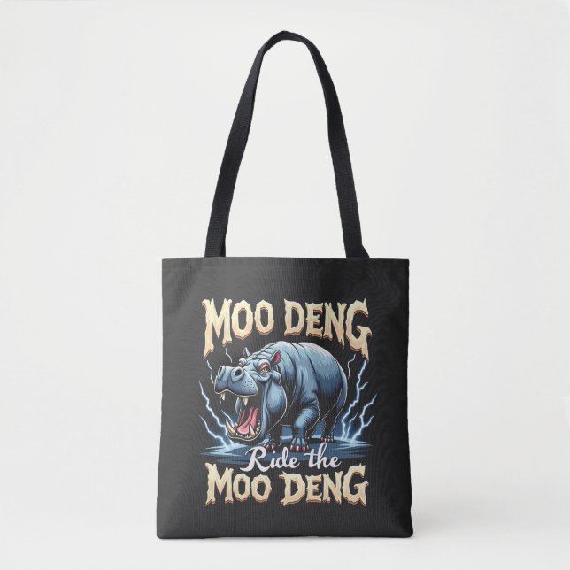 Moo Deng ride Moo Deng Funny Hippo Tygkasse (Framsida)