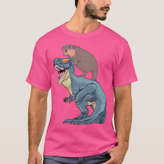 Moo Deng Shirt Baby Hippo Riding Dinosaur t Rex Py
