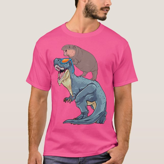 Moo Deng Shirt Baby Hippo Riding Dinosaur t Rex Py (Framsida)