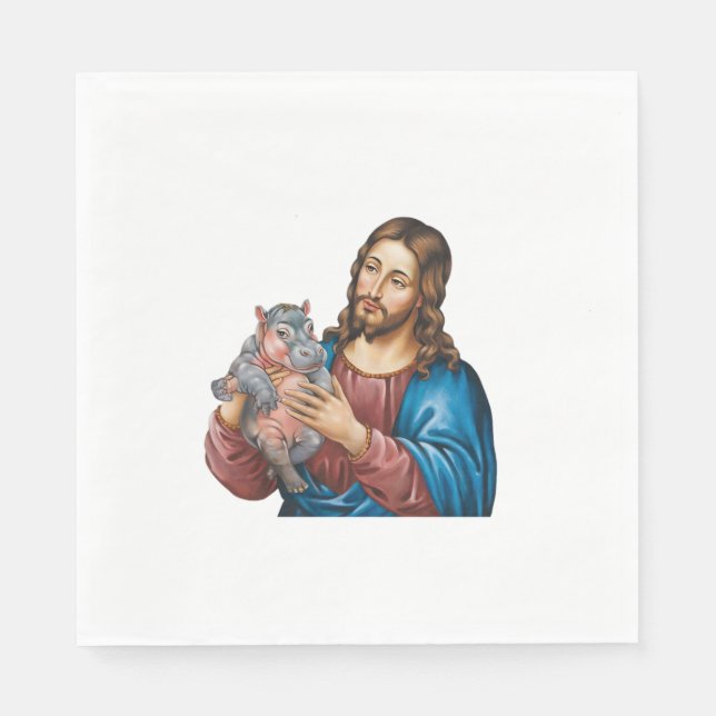 Moo Deng the Pygmy Hippo, Comforerad av Jesus Kärl Pappersservett (Framsidan)