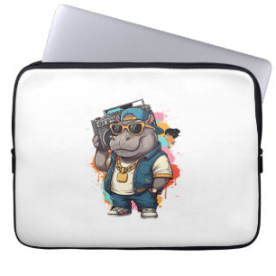 Moo Deng Tröja Moo Deng Flodhäst Hip Hop Boomboxgä Laptop Fodral