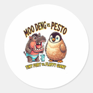 Moo Deng vs. Pesto Arg Hippo vs. Fluffy Penguin Runt Klistermärke