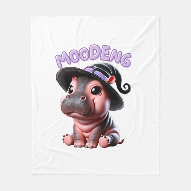Moo-Deng Witch Halloween Hippo Cute Baby Pygmy Hip Fleecefilt (Framsidan)